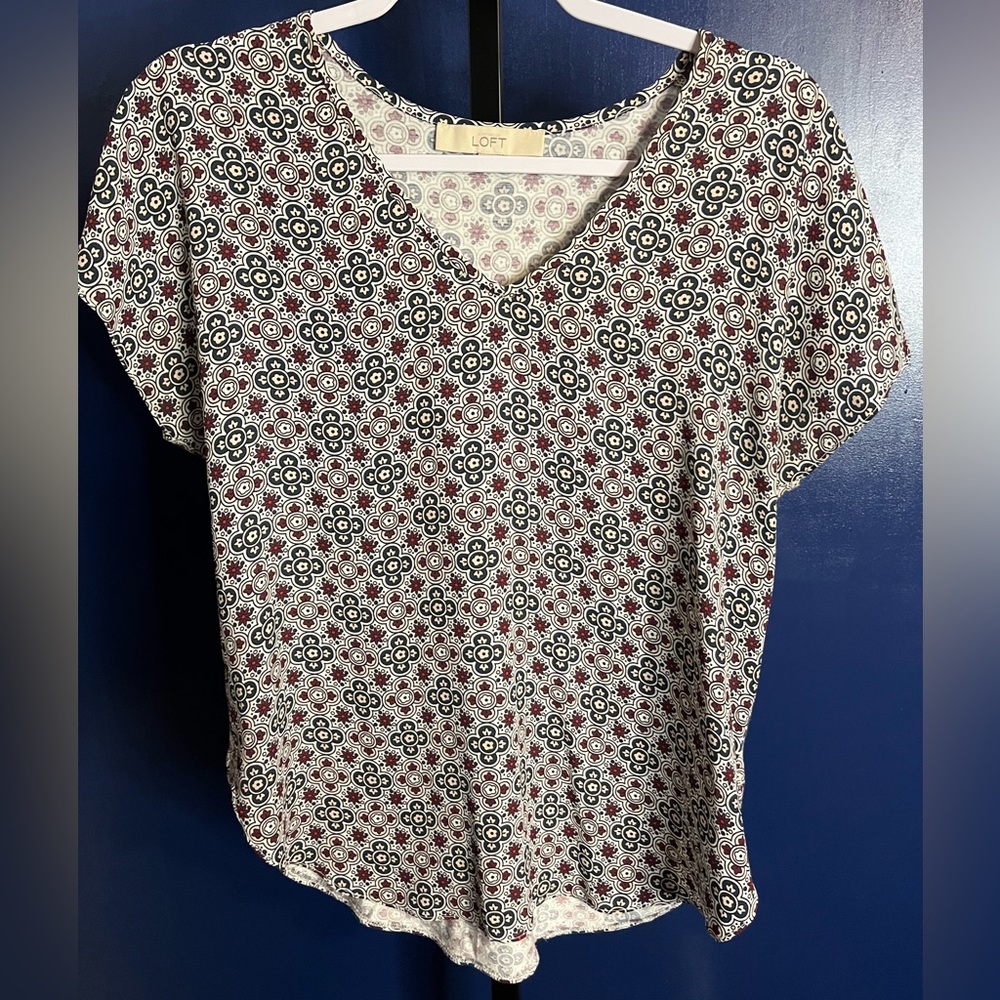 LOFT All Over Print Short Sleeve Top Size XS